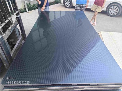 1220*2440*9/12/15/18 mm de alto brillo HEX Partten HPL superficie antideslizante película de madera contrachapada