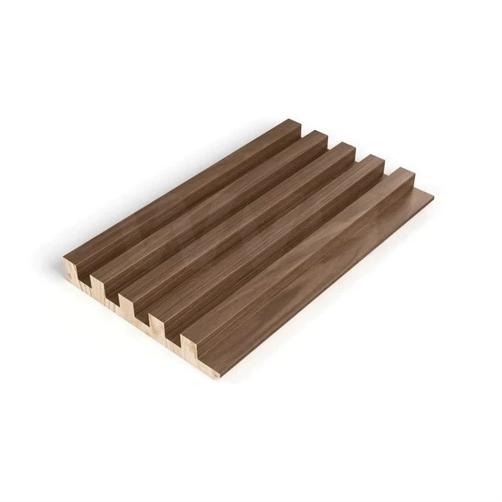 Solid Wooden Wall Panling Fluted PVC Film Back Ground Wall Cladding Slat